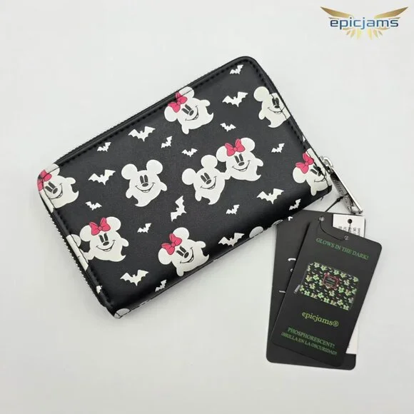 Loungefly Disney Mickey & Minnie Mouse Ghostly Glow-in-the-Dark Mini Backpack Se - Picture 7 of 9
